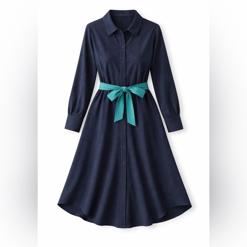 Design collective button down long sleeve shirt dress 2 side 1 front pocket XL